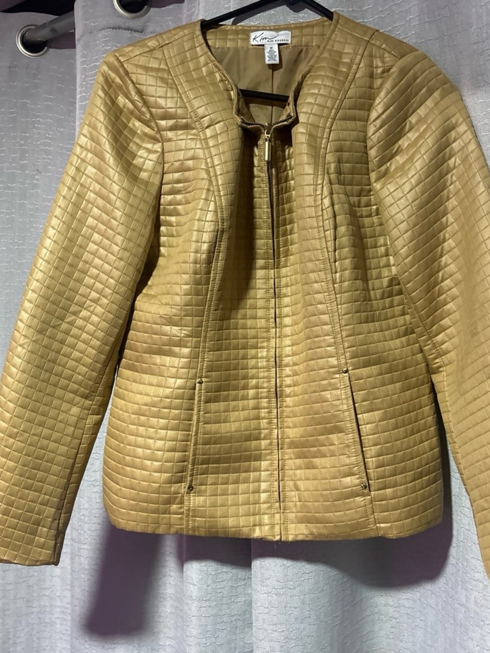 Kim Rogers Quilted Faux Leather Jacket - Mustard Gold